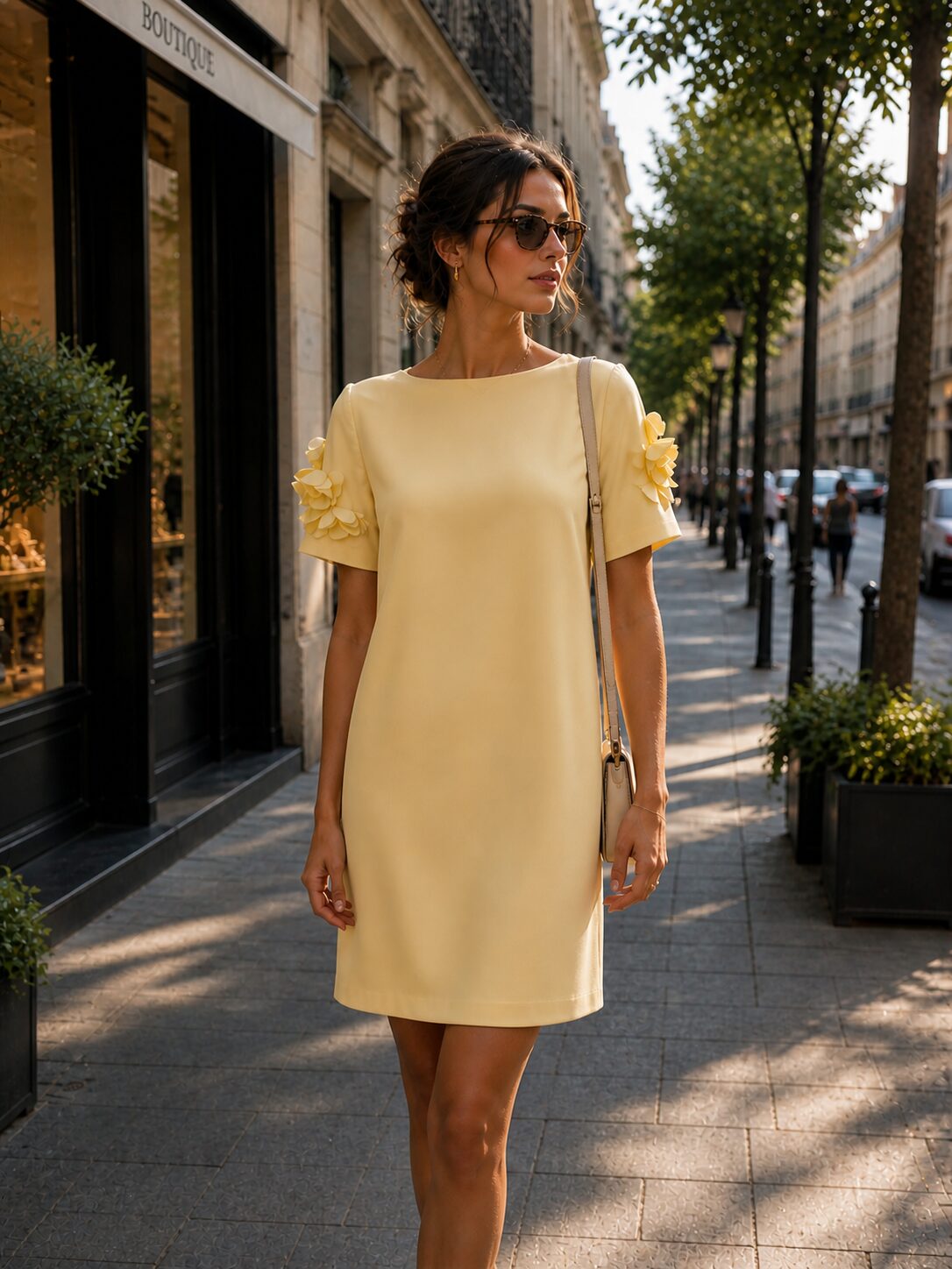 Żółta sukienka z krótkim rękawem July 1– elegancja i świeżość w kobiecym wydaniu